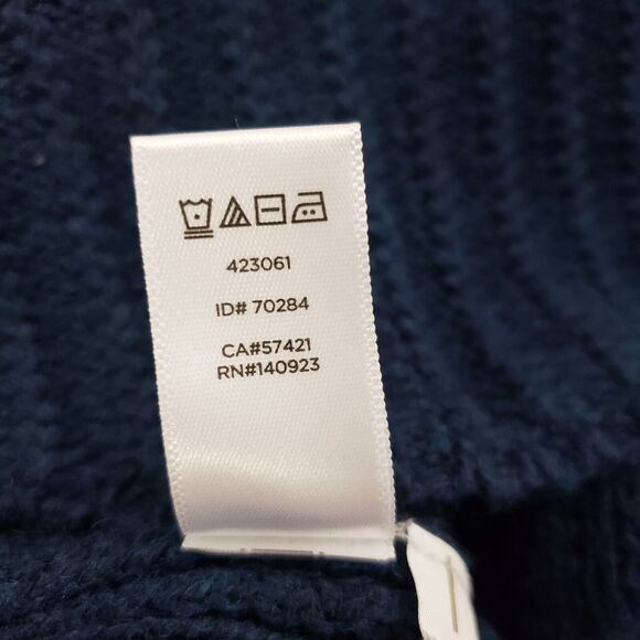 Ann Taylor Loft Womens Sweater Large Blue Cable Open Knit Round Neck Wool Blend - Picture 10 of 10